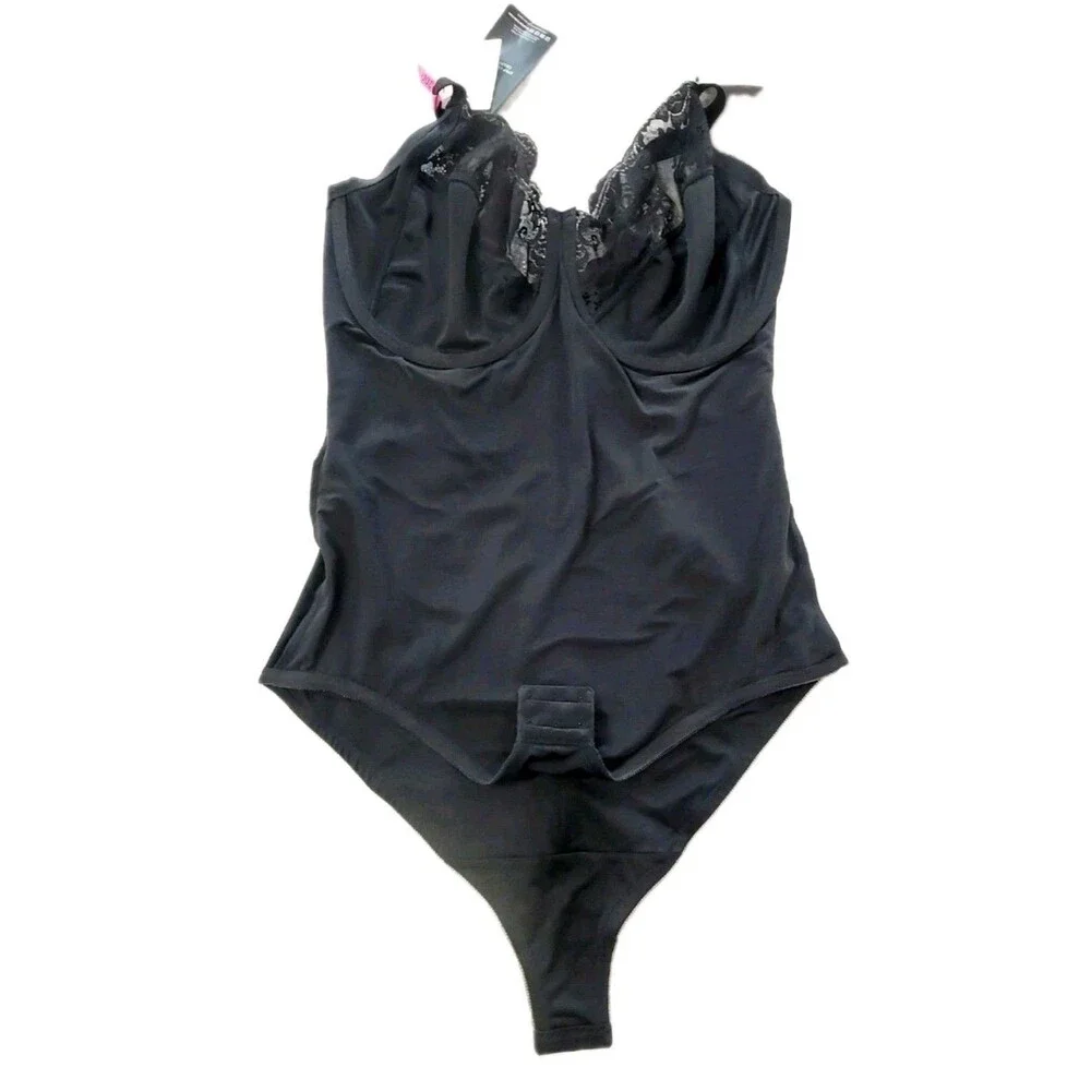 Maidenform FL1456 Flexees 42D Lace Bodybriefer Built-In Bra Firm Body Shaper